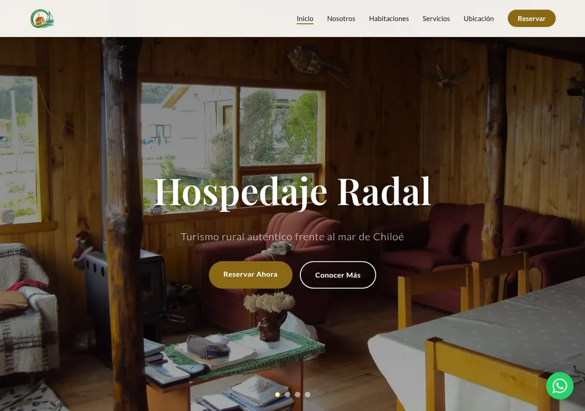 Ejemplo real: sitio web de Hospedaje Radal construido con turism.cl